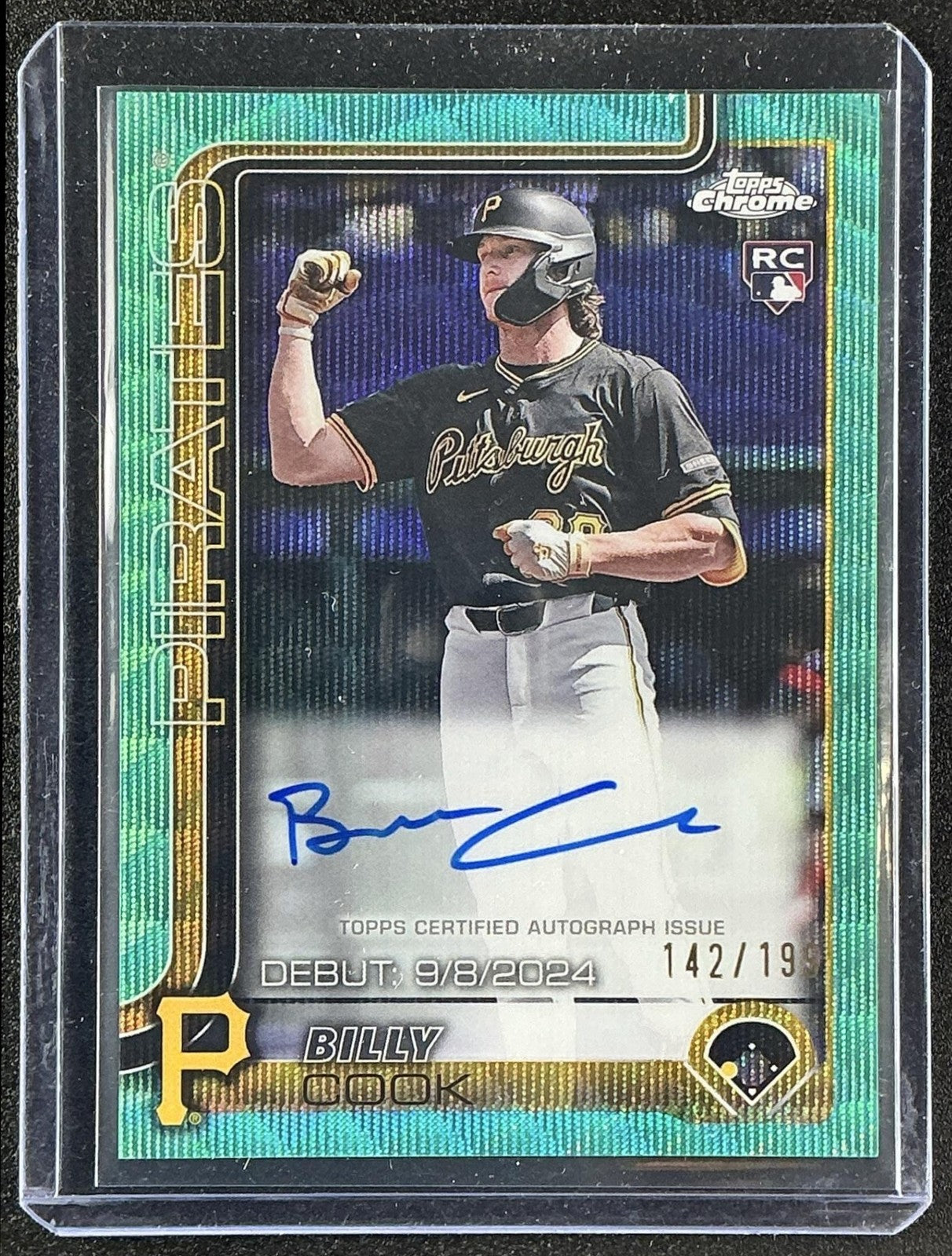 2025 Topps Chrome Billy Cook Rookie Debut Auto Aqua Wave Refractor /199 RC