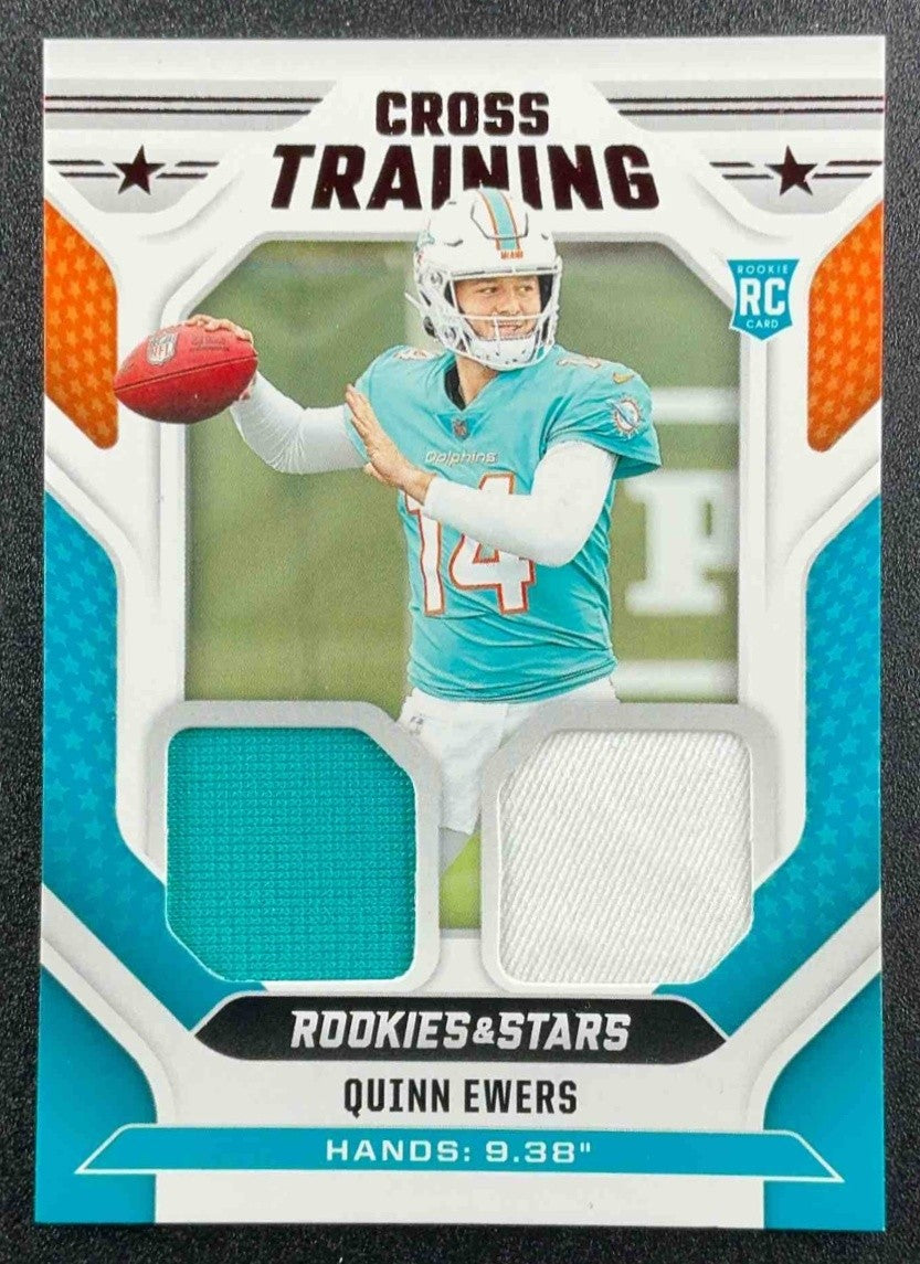QUINN EWERS 2025 PANINI ROOKIES & STARS #CT-QES CROSS TRAINING MEM RC DOLPHINS
