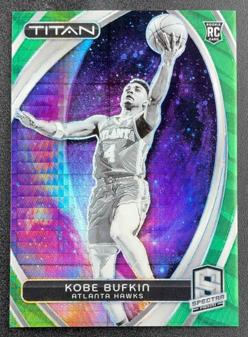 KOBE BUFKIN 2023-24 PANINI SPECTRA #64 TITAN INTERNATIONAL GREEN 17/75 RC HAWKS