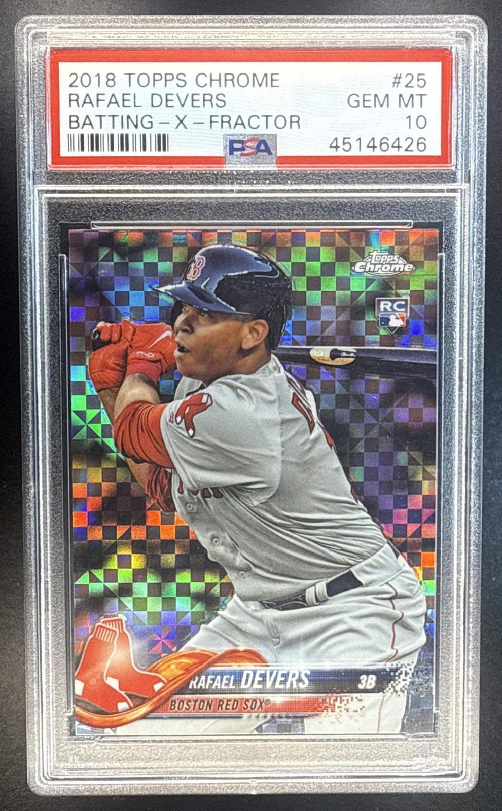 RAFAEL DEVERS 2018 TOPPS CHROME #25 X FRACTOR RC RED SOX PSA 10