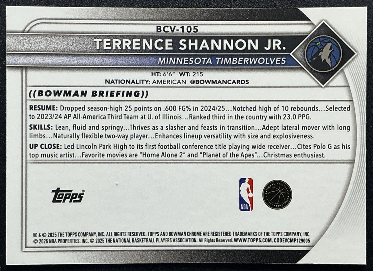 2025 Bowman Terrence Shannon Jr. #BCV-105 Chrome Reptilian Refractor