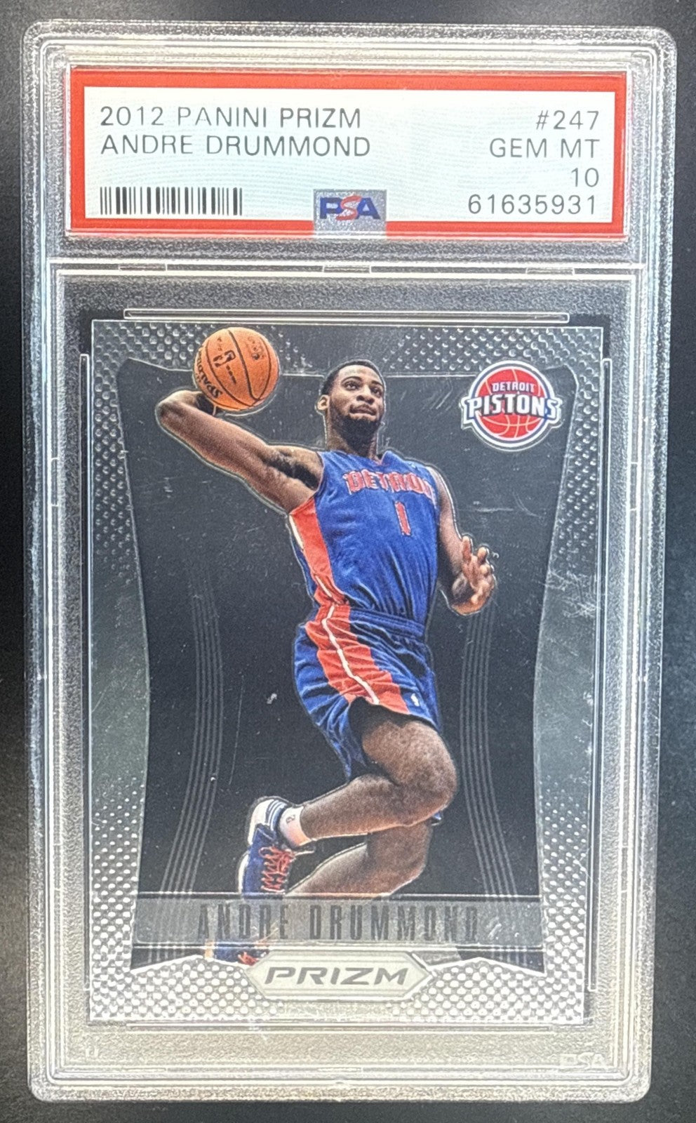 ANDRE DRUMMOND 2012-13 PANINI PRIZM #247 RC PISTONS PSA 10