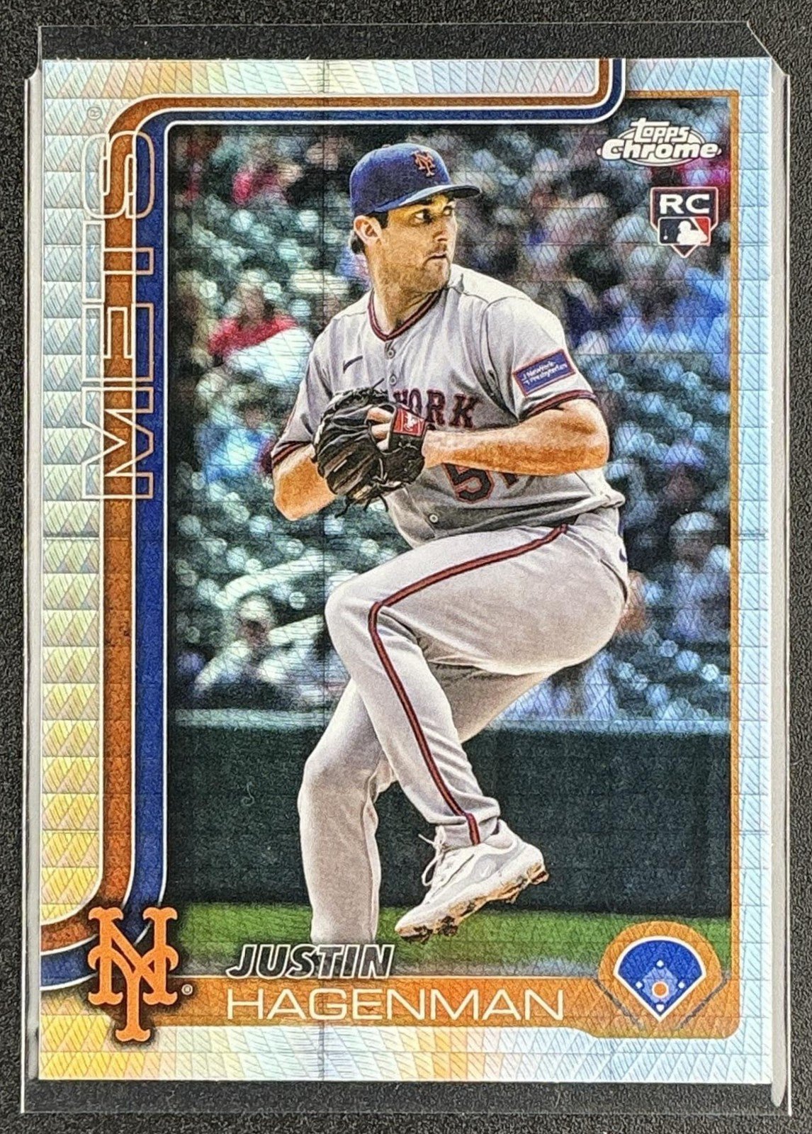 JUSTIN HAGENMAN 2025 TOPPS CHROME UPDATE #USC61 PRISM REFRACTOR RC METS