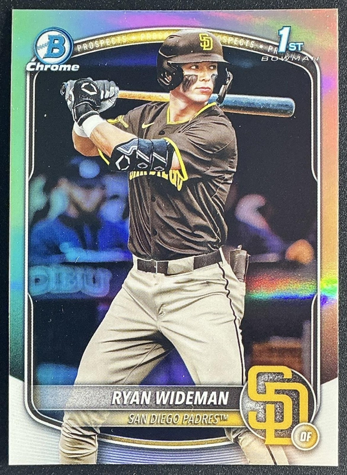 RYAN WIDEMAN 2025 BOWMAN DRAFT #BDC-190 CHROME REFRACTOR 1ST PROSPECT PADRES