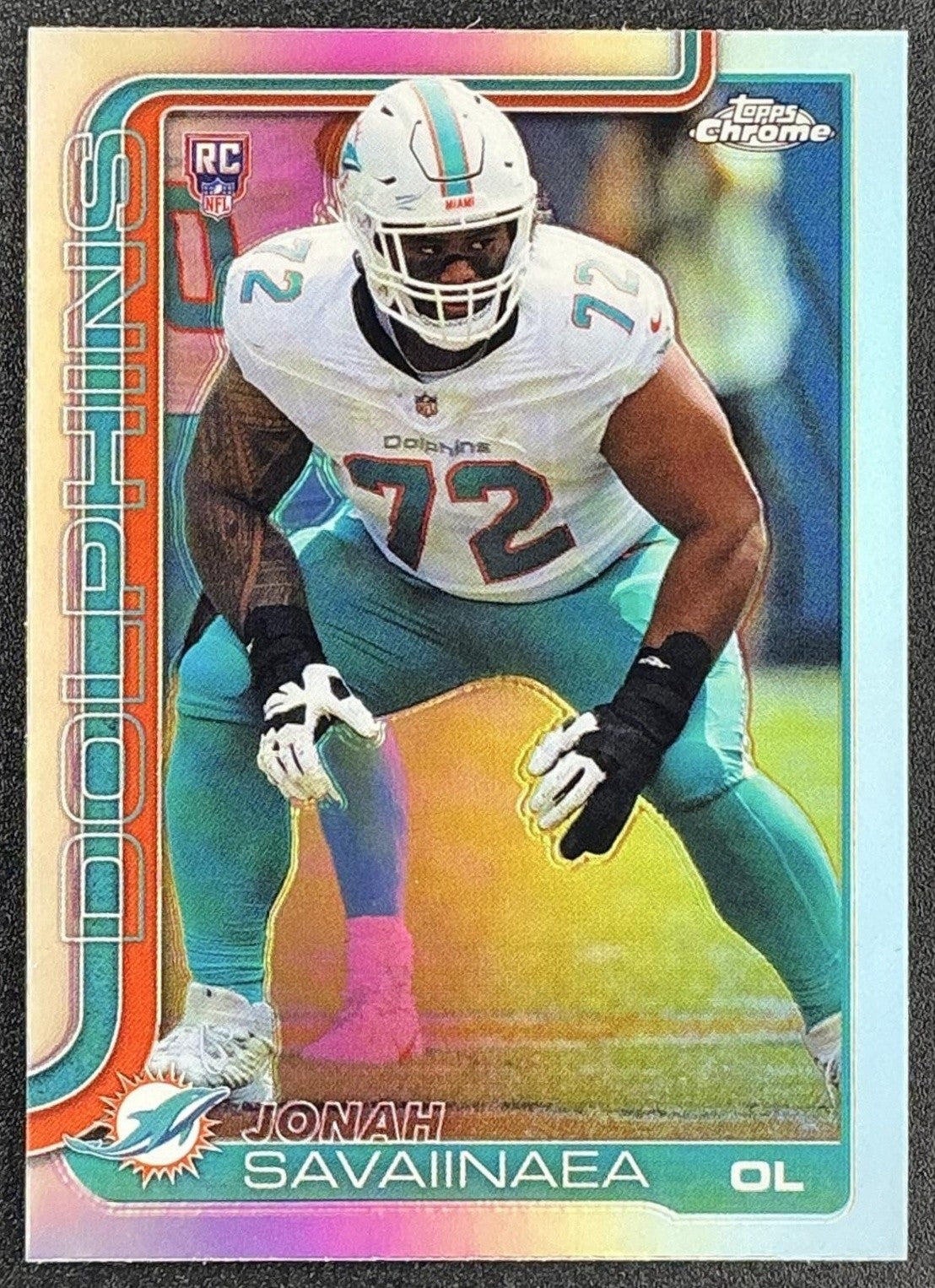 JONAH SAVAIINAEA 2025 TOPPS CHROME #380 ROOKIE REFRACTOR RC DOLPHINS