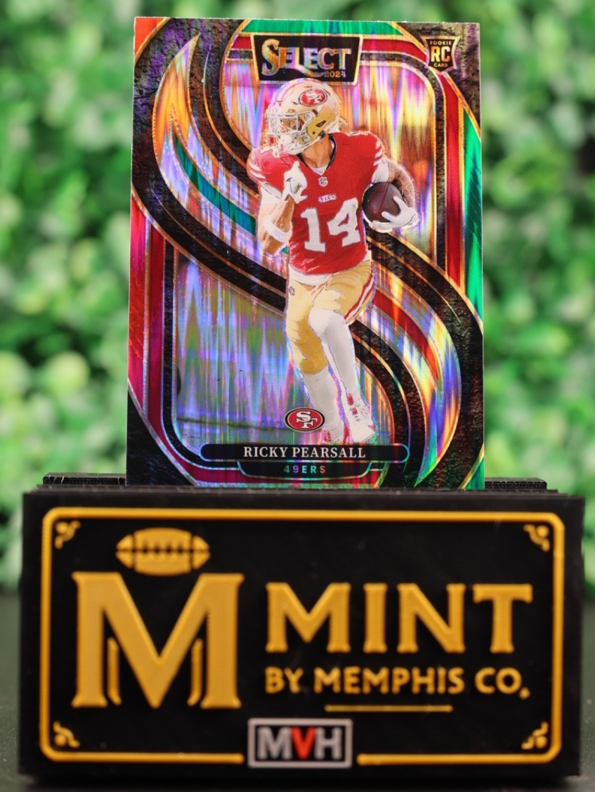 RICKY PEARSALL 2024 PANINI SELECT PREMIER LEVEL RED AND GREEN SHOCK RC 49ERS