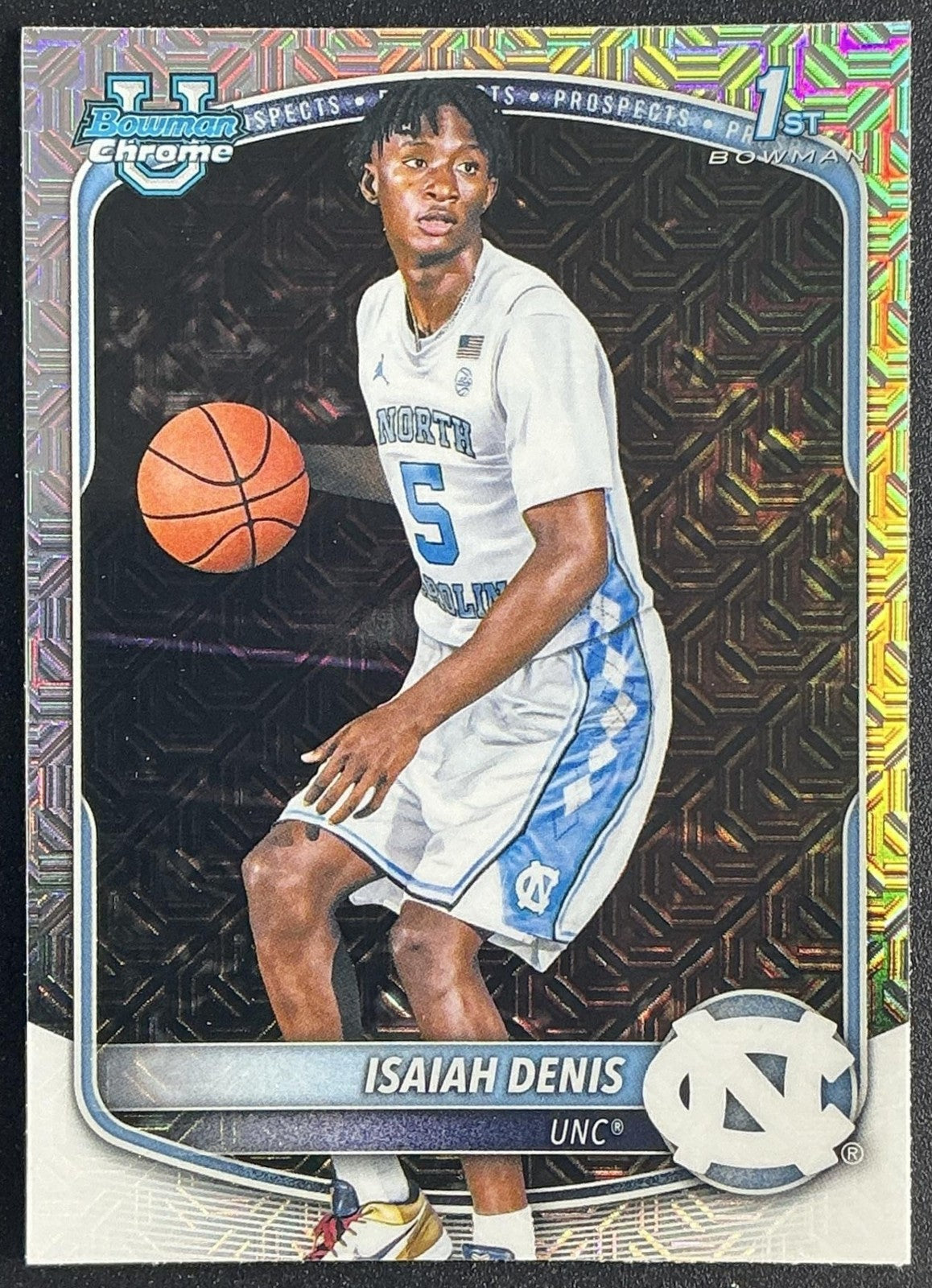 ISAIAH DENIS 2025-26 BOWMAN #BCP-49 CHROME MOJO REFRACTOR 1ST PROSPECT TAR HEELS