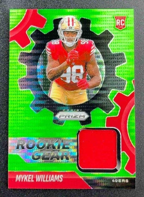 2025 Panini Prizm Mykel Williams #RGR-MWS Rookie Gear Neon Green Pulsar MEM RC