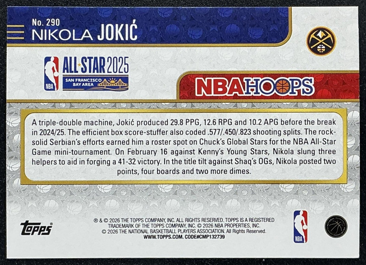 NIKOLA JOKIC 2025-26 TOPPS HOOPS #290 ALL-STAR NUGGETS