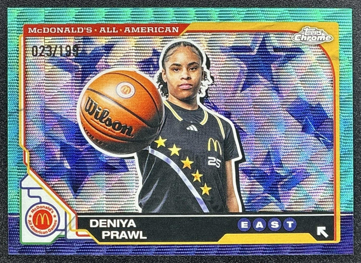 2025 Topps Chrome McDonald's Deniya Prawl #56 Aqua Wave Refractor /199