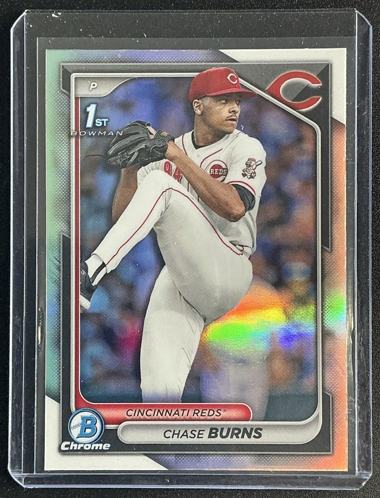 CHASE BURNS 2024 BOWMAN DRAFT #BDC-55 CHROME REFRACTOR 1ST PROSPECT REDS