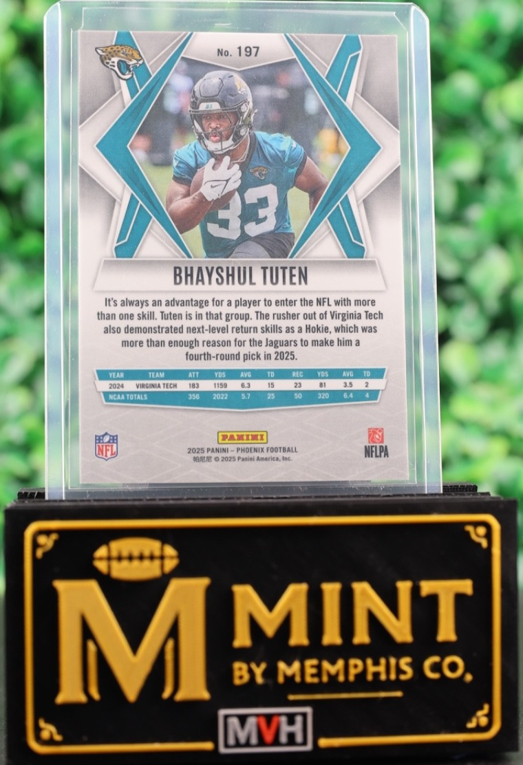 BHAYSHUL TUTEN 2025 PANINI PHOENIX ROOKIE RC #197 SILVER JAGUARS