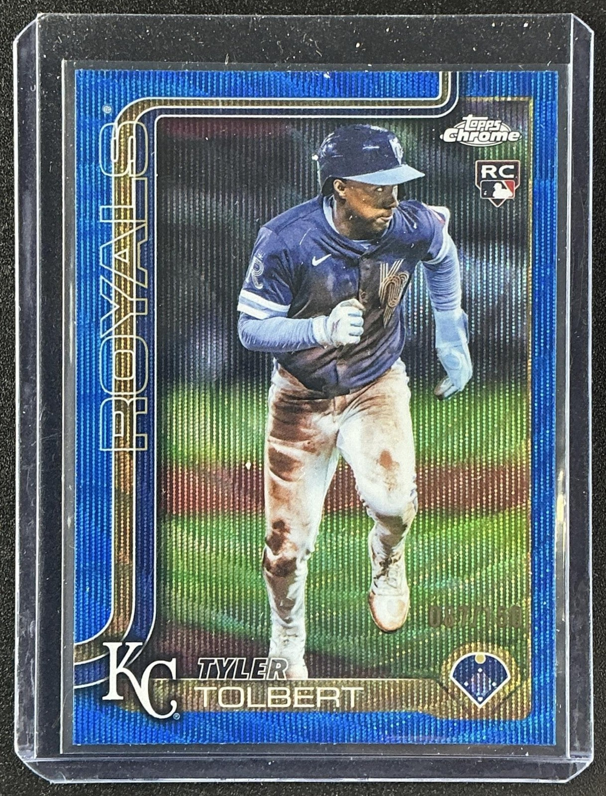 TYLER TOLBERT 2025 TOPPS CHROME UPDATE #USC98 BLUE WAVE REFRACTOR /150 RC ROYALS
