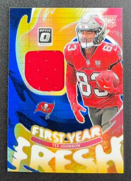 2025 PANINI DONRUSS OPTIC TEZ JOHNSON FIRST YEAR FRESH BLUE HYPER PRIZM RC