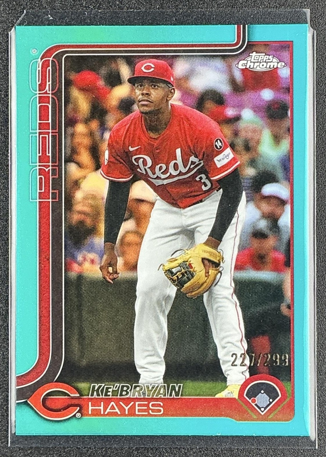 KE'BRYAN HAYES 2025 TOPPS CHROME UPDATE #USC13 TEAL REFRACTOR 227/299 REDS