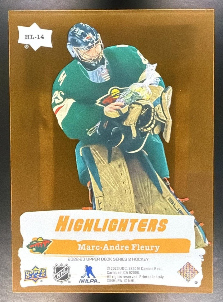 MARC-ANDRE FLEURY 2022-23 UPPER DECK #HL-14 HIGHLIGHTERS ORANGE WILD