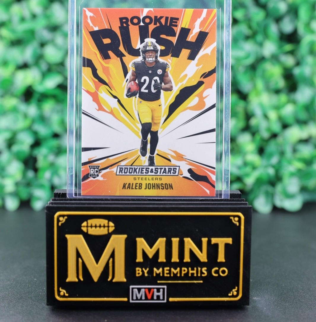 KALEB JOHNSON 2025 PANINI ROOKIES & STARS ROOKIE RUSH #7 RC
