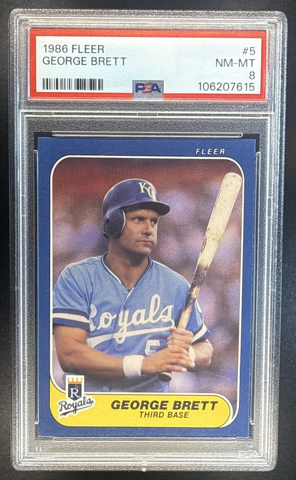 GEORGE BRETT 1986 FLEER #5 ROYALS PSA 8