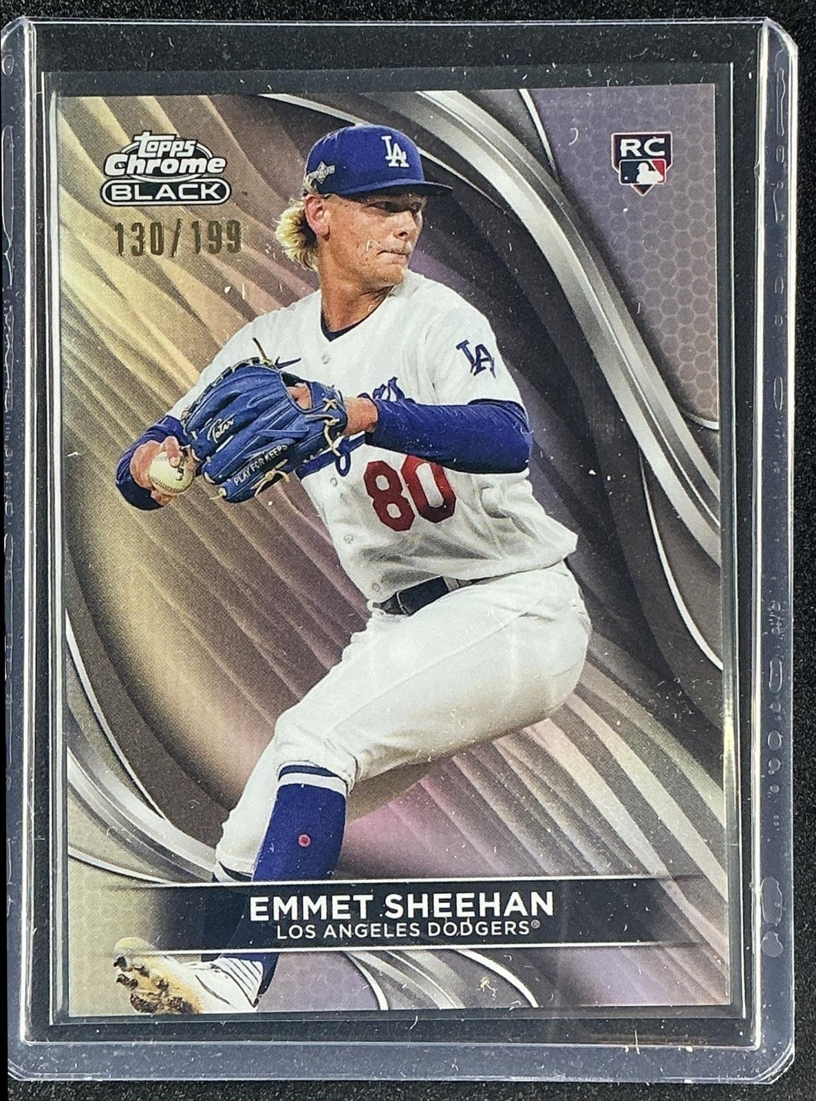 EMMET SHEEHAN 2024 TOPPS CHROME BLACK #9 REFRACTOR 130/199 RC DODGERS