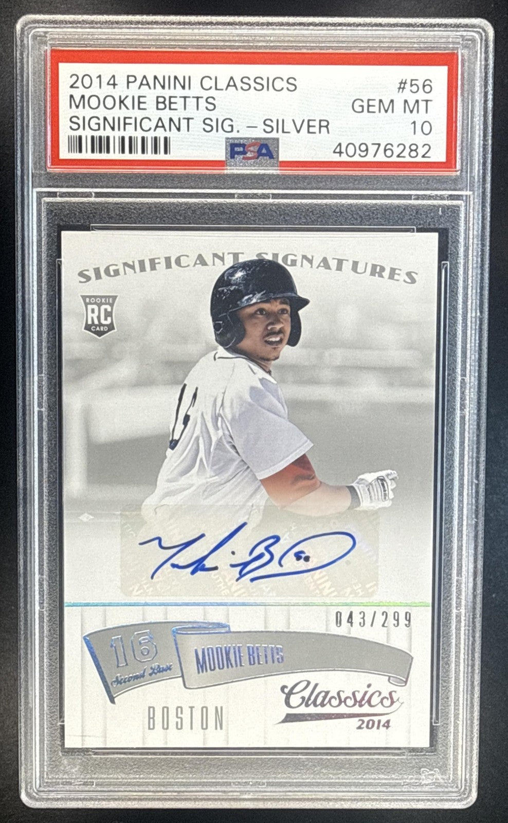 2014 Panini Classics Mookie Betts Significant Silver /299 Auto RC PSA 10