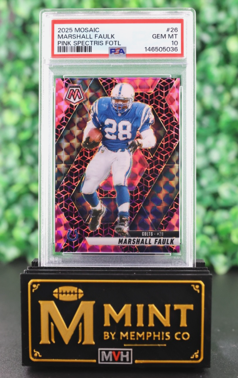 MARSHALL FAULK 2025 MOSAIC PINK SPECTRIS FOTL /13 SSP PSA 10 POP 1 HOF COLTS