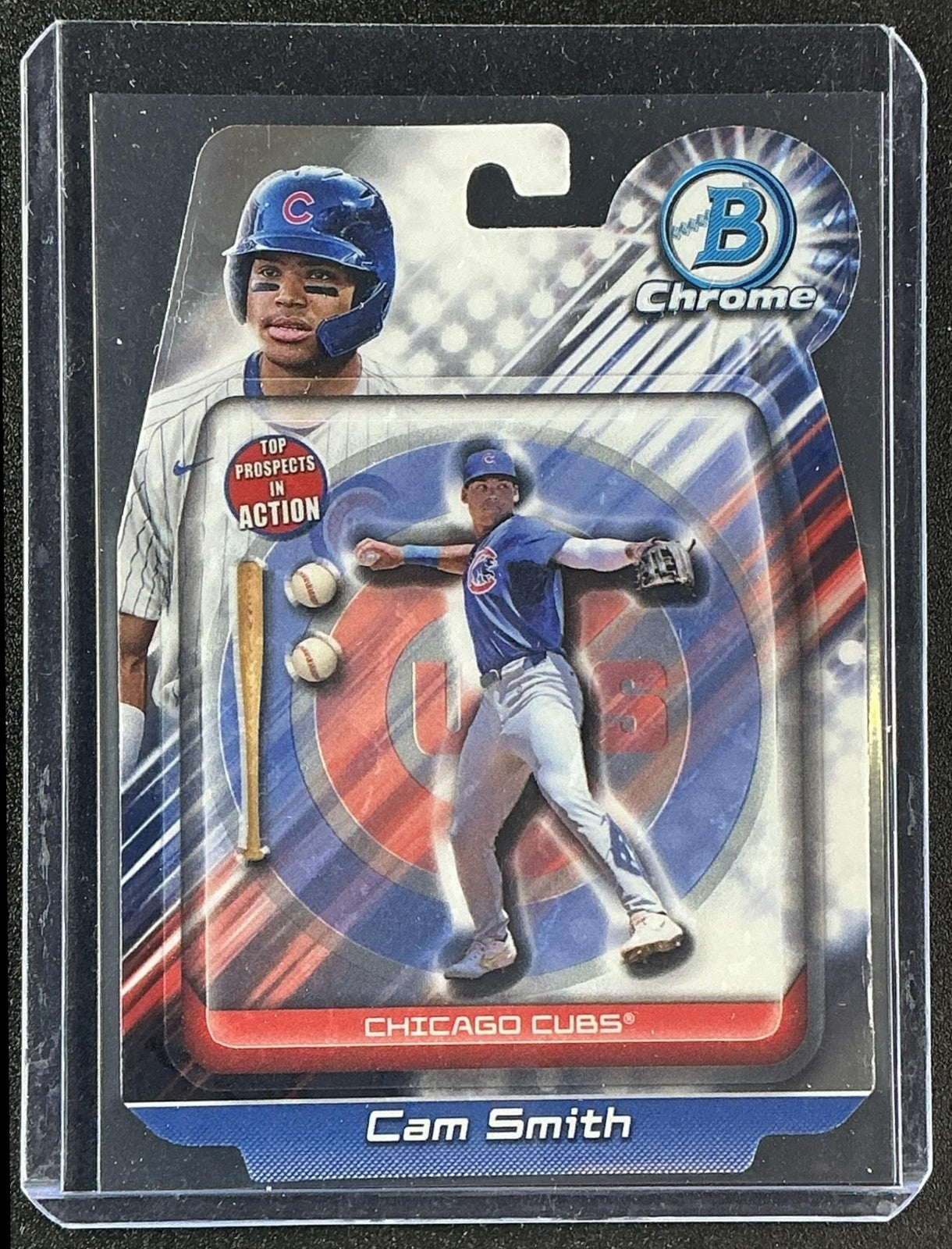 CAM SMITH 2024 BOWMAN DRAFT #BIA-12 IN ACTION CUBS