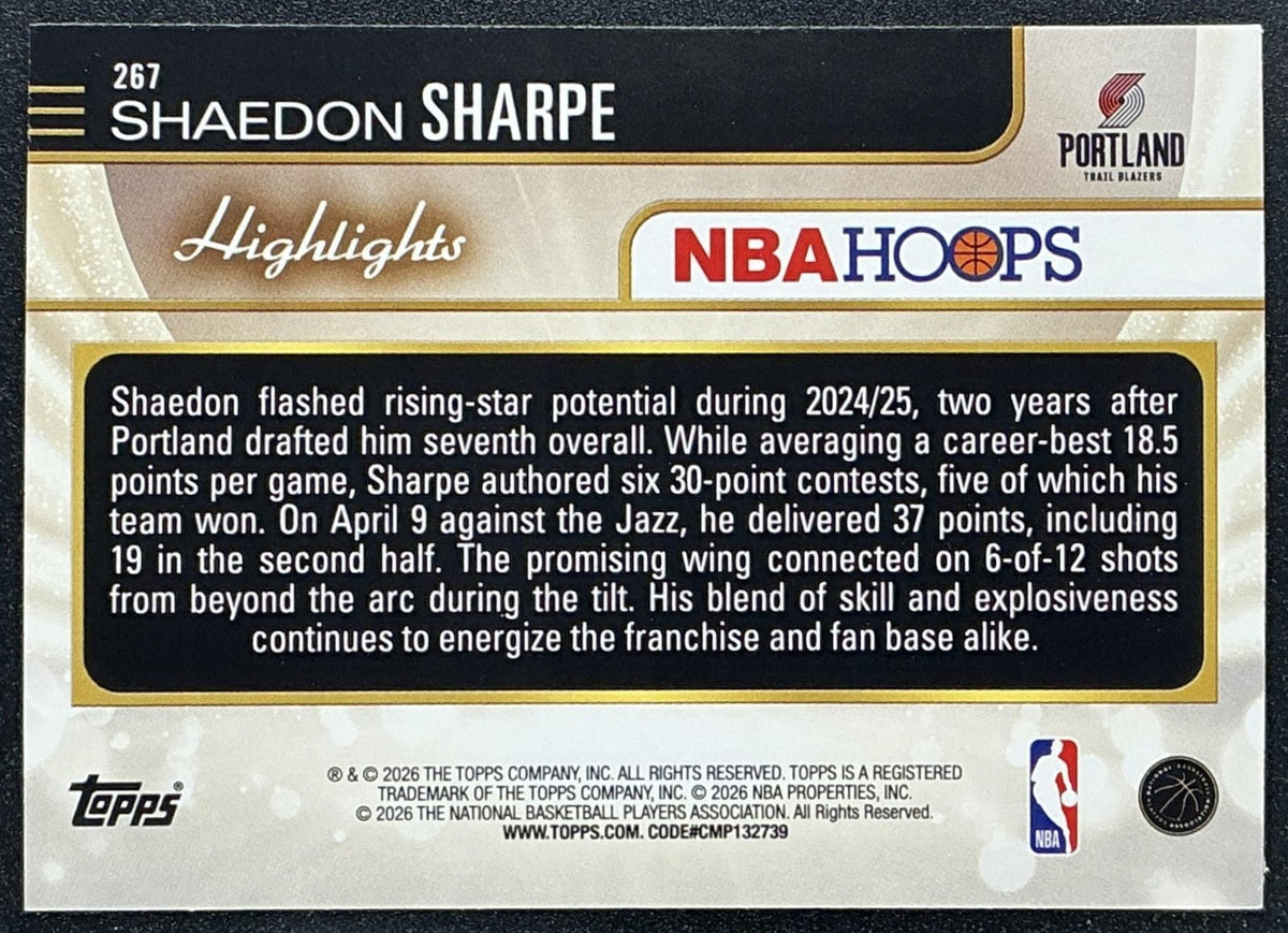 2025 Topps Hoops Shaedon Sharpe #267 Light Burst Season Highlight