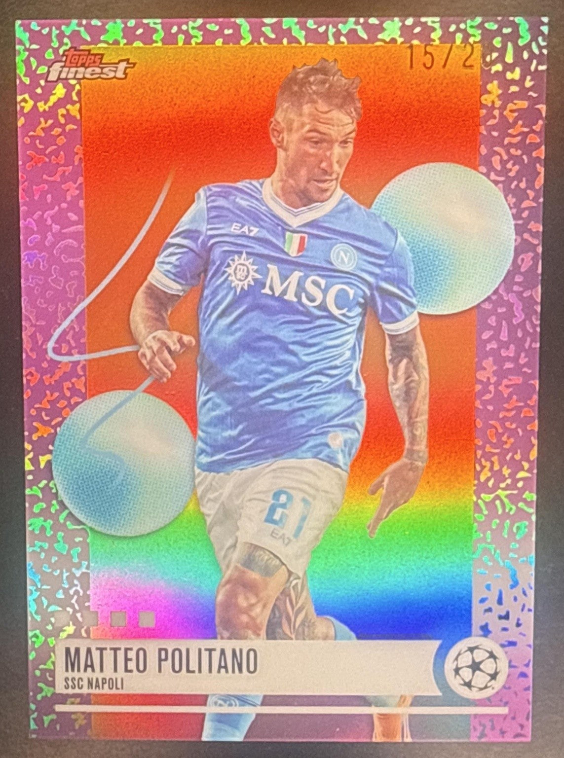 2025 Topps Finest Matteo Politano #354 Uncommon Orange Refractor /20