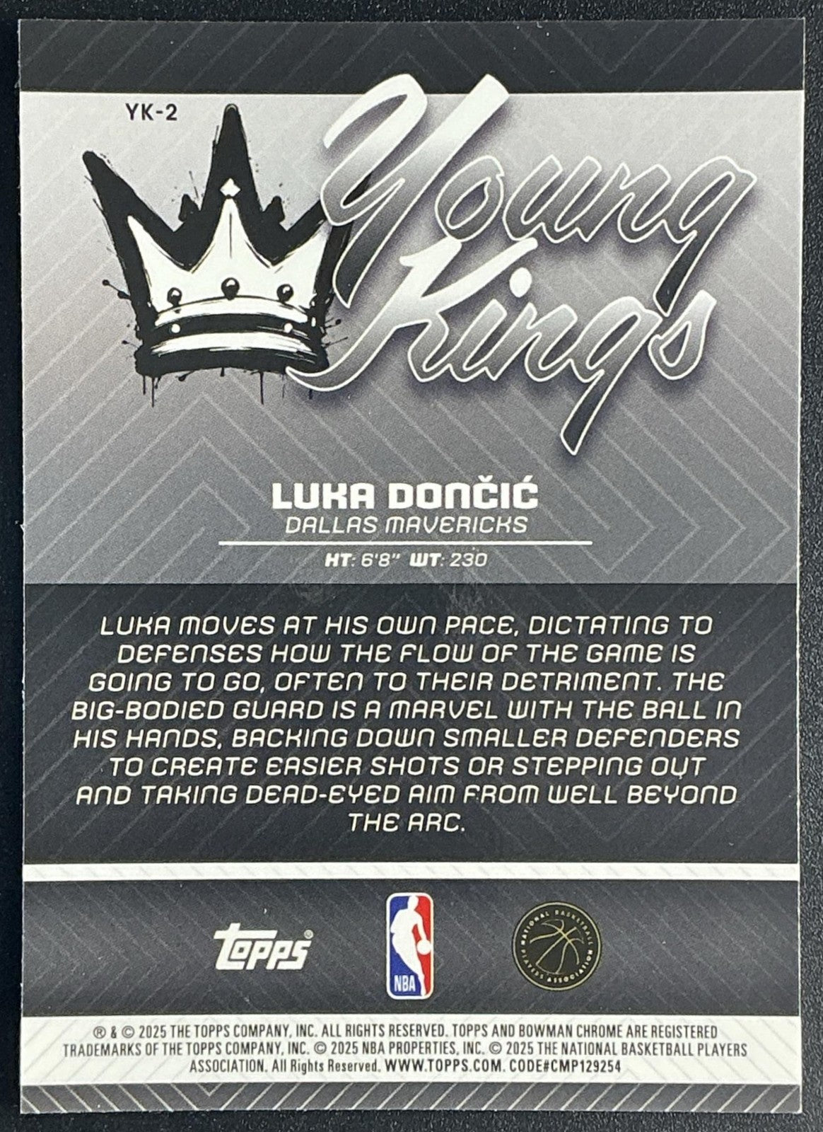 LUKA DONCIC 2025-26 BOWMAN #YK-2 CHROME YOUNG KINGS MAVERICKS