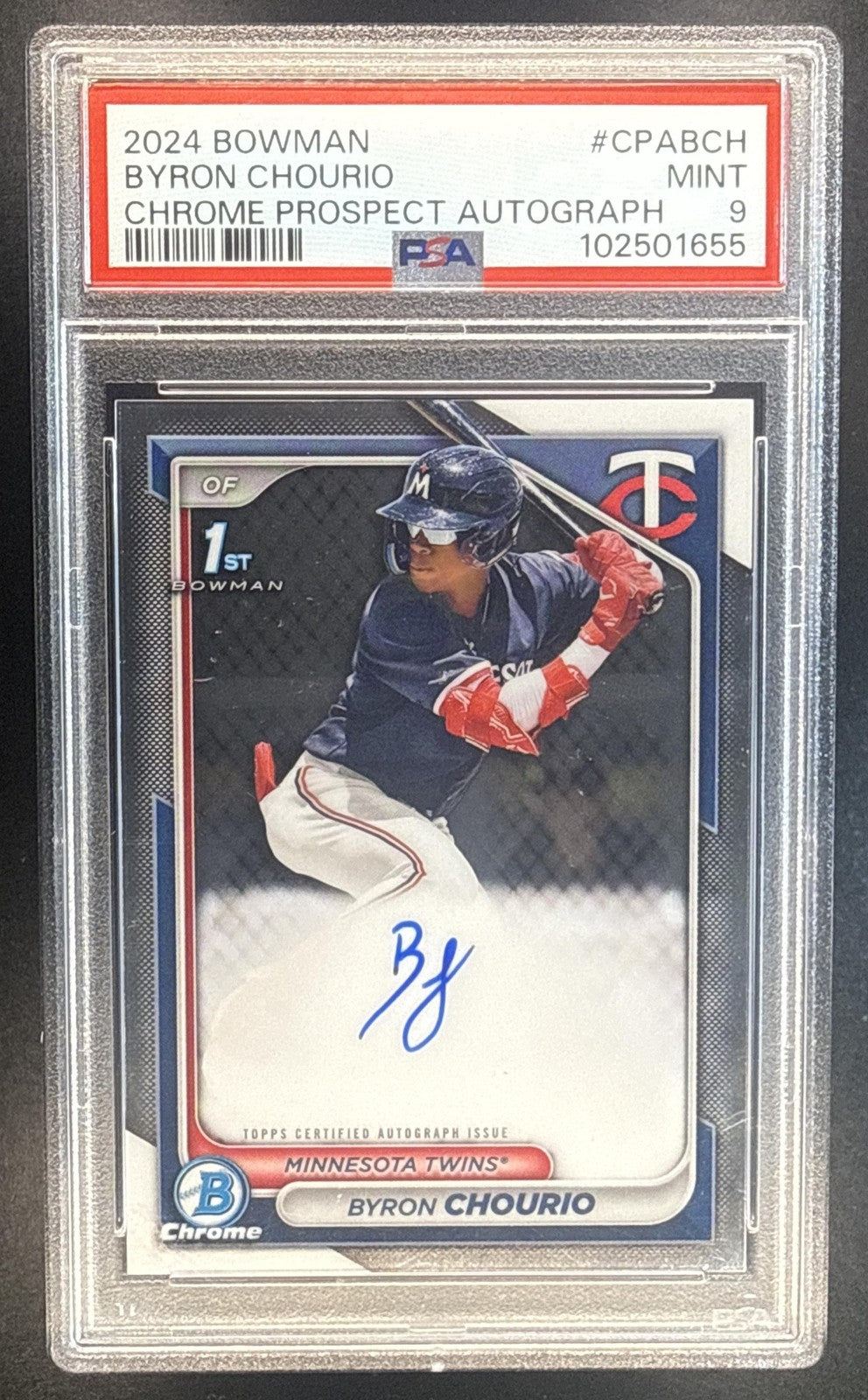 BYRON CHOURIO 2024 BOWMAN #CPA-BCH CHROME AUTO 1ST PROSPECT TWINS PSA 9