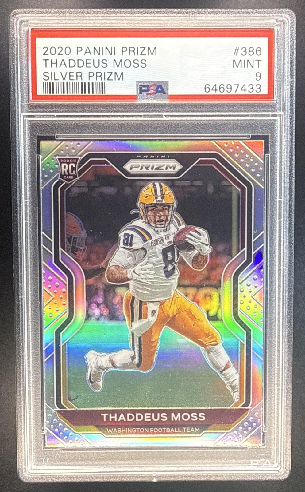 THADDEUS MOSS 2020 PANINI PRIZM #386 SILVER RC PSA 9