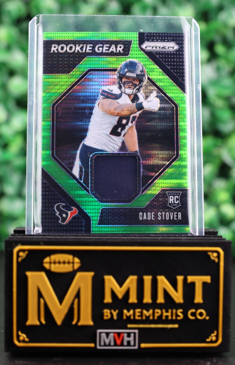 CADE STOVER 2024 PRIZM ROOKIE GEAR #RG-CSR NEON GREEN PULSAR PRIZM RC TEXANS
