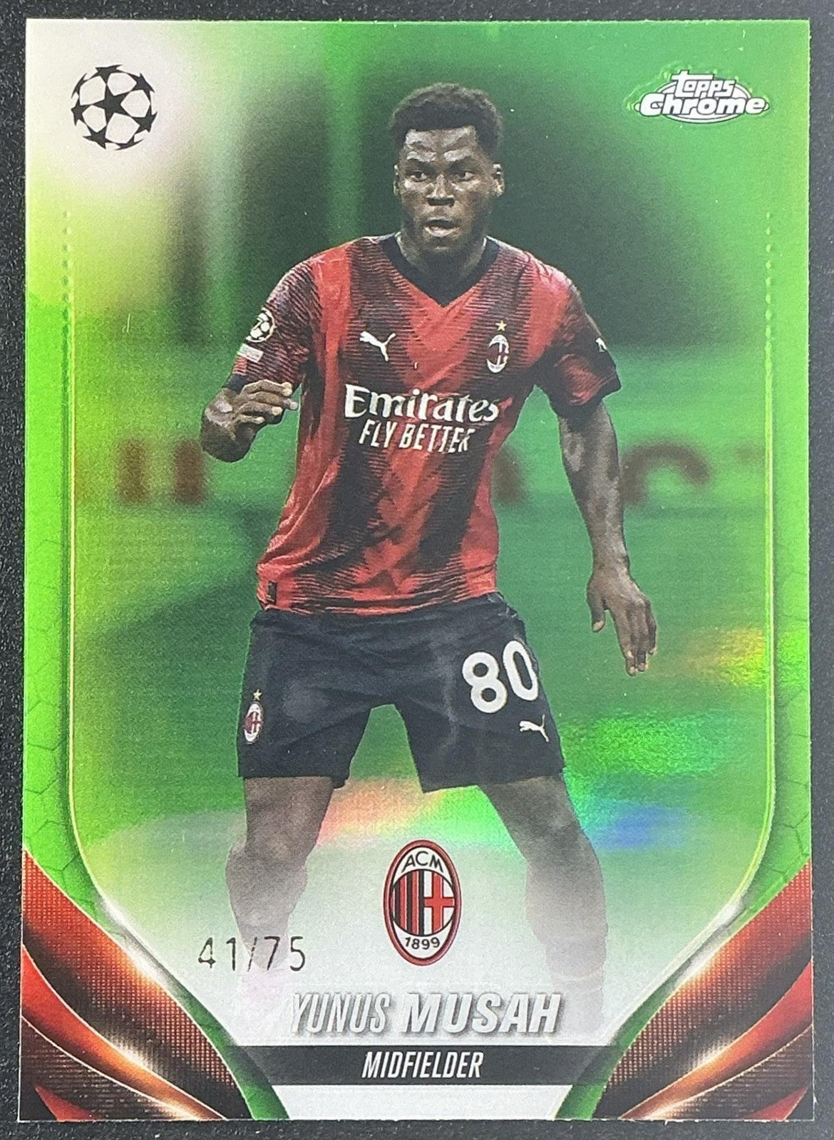 2023 Topps Chrome UEFA Club Competitions Yunus Musah #89 Green Refractor /75