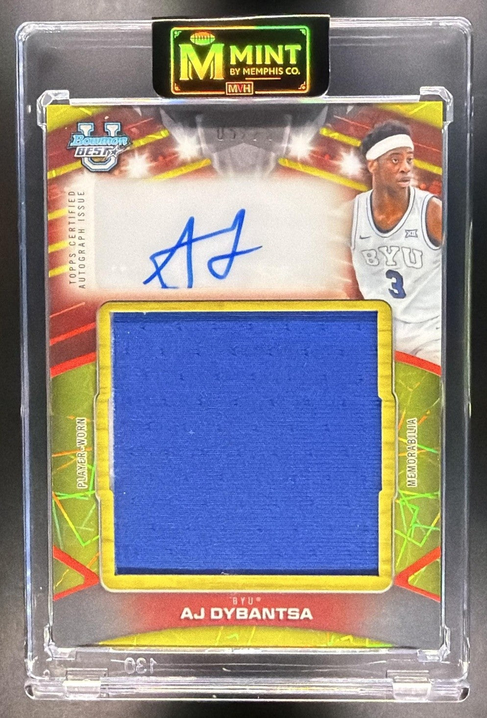 2025 BOWMAN BEST UNIVERSITY AJ DYBANTSA #PJR-AD PROSPECT JUMBO RELIC AUTO SSP