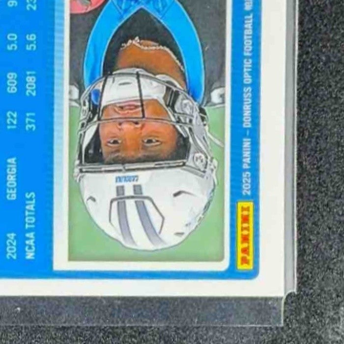 2025 Panini Donruss Optic Trevor Etienne #222 Rated Rookie Blue Hyper Prizm