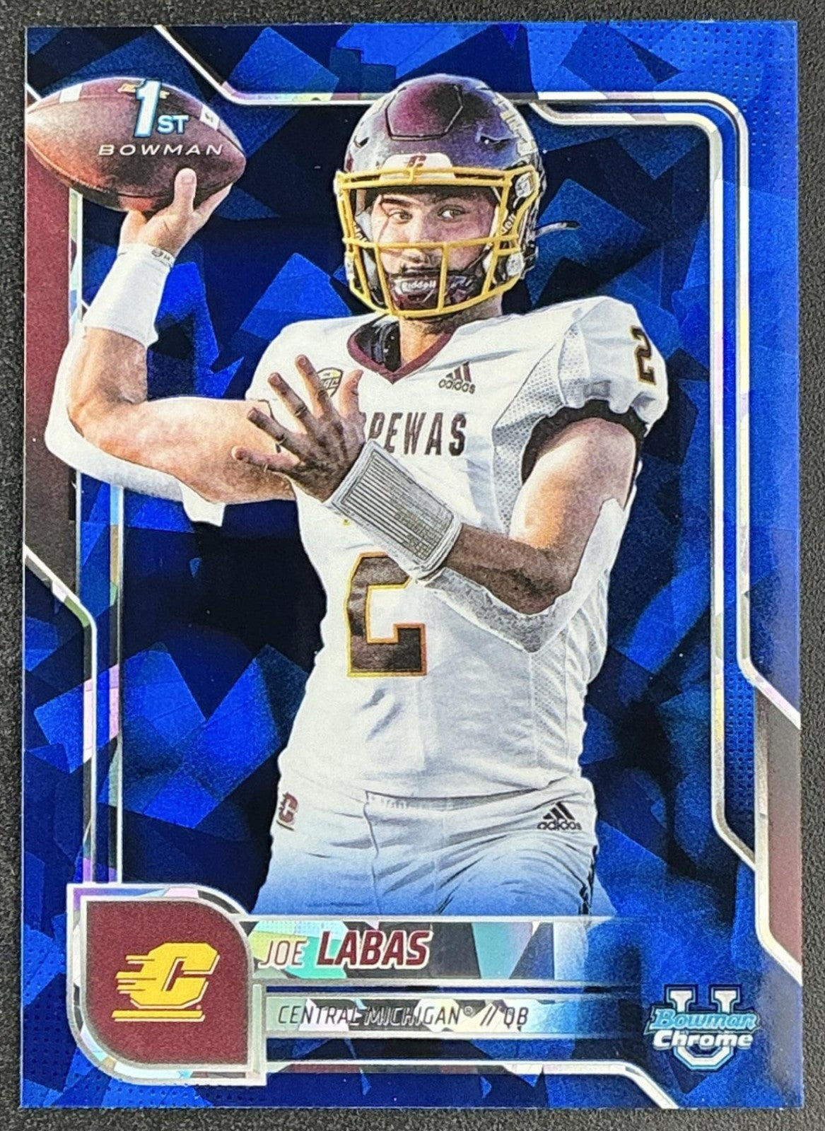 JOE LABAS 2025 BOWMAN CHROME UNIVERSITY SAPPHIRE #22 1ST PROSPECT CHIPPEWAS
