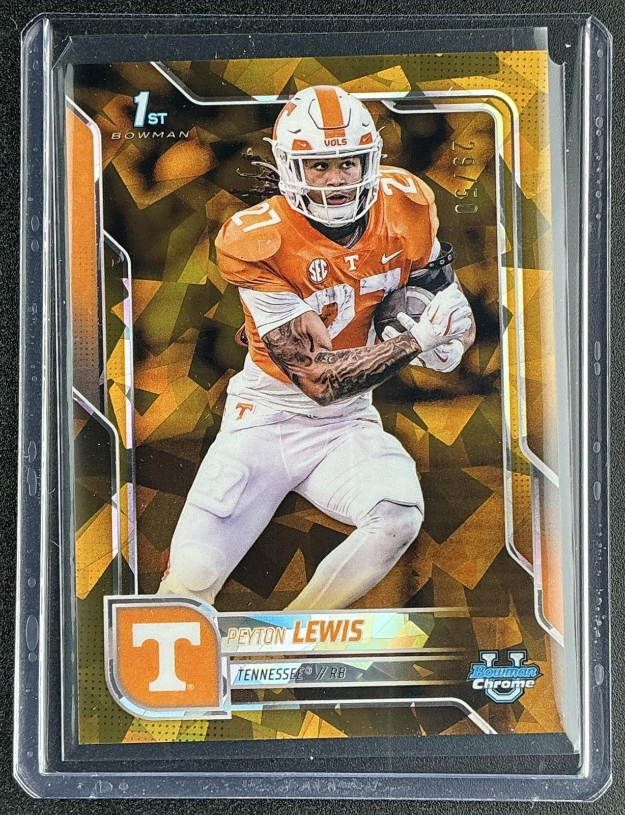 2025 Bowman Chrome University Sapphire Peyton Lewis #97 Gold /50 1st