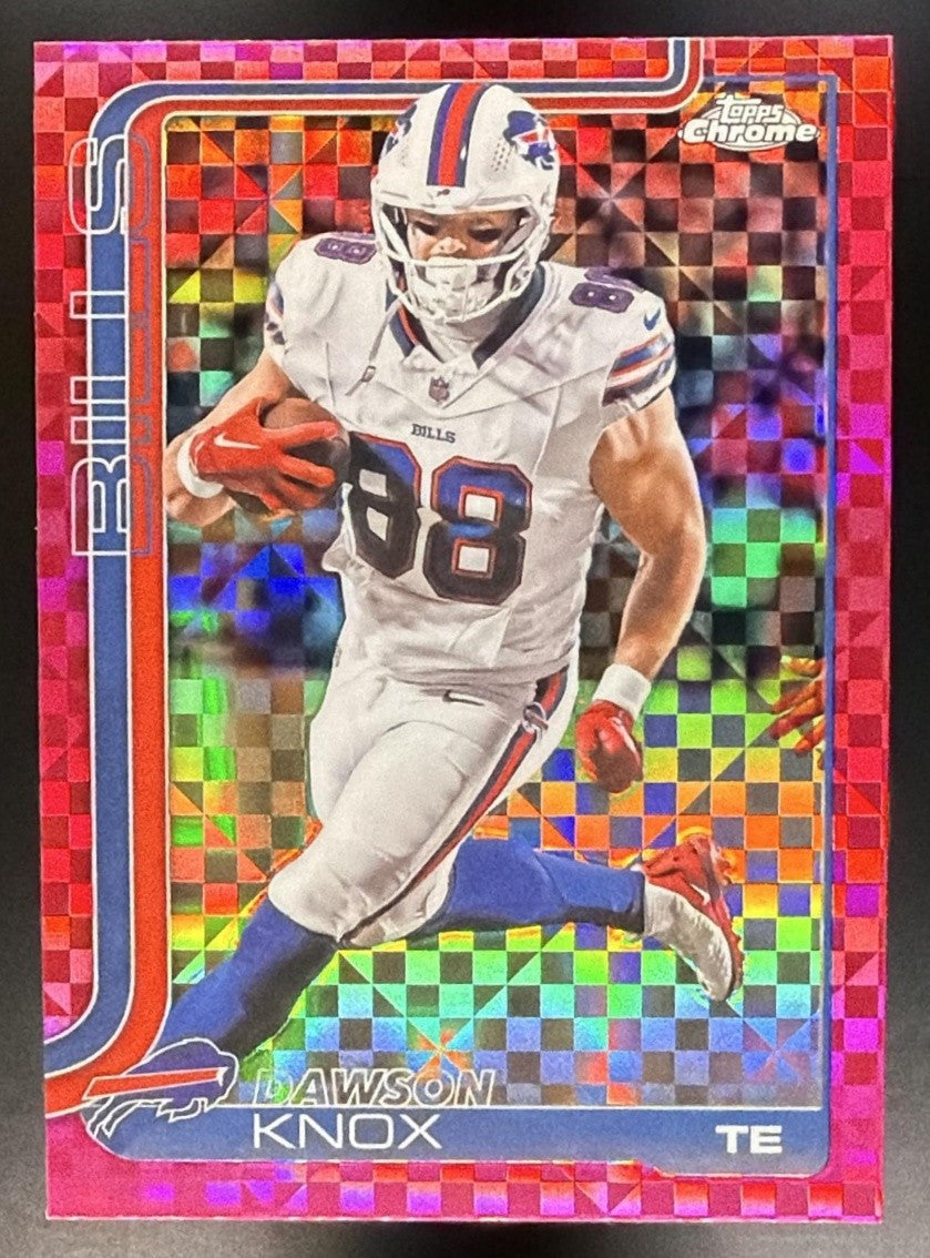 DAWSON KNOX 2025 TOPPS CHROME #33 HOT PINK X-FRACTOR BILLS