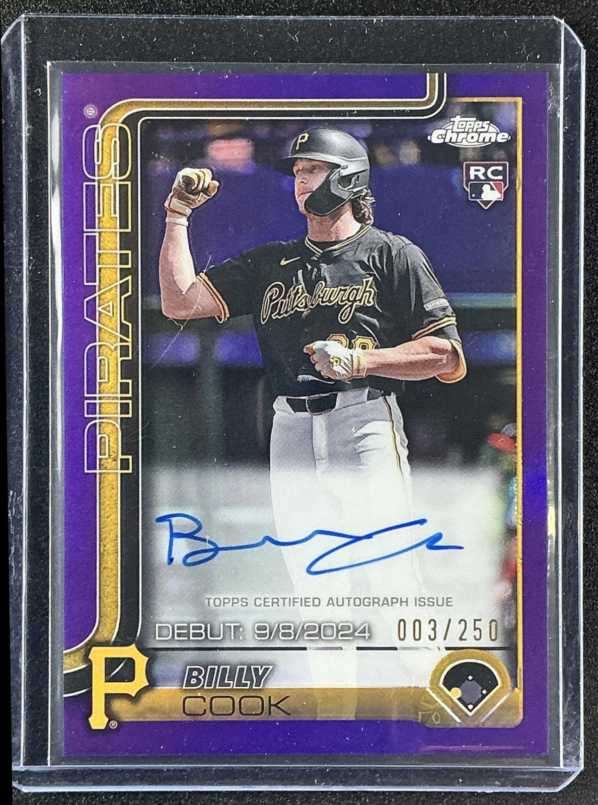 2025 Topps Chrome Update Billy Cook Rookie Debut Auto Purple Refractor /250 RC