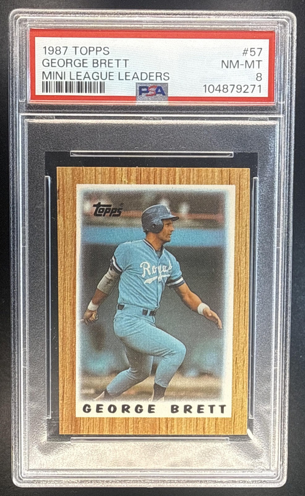 GEORGE BRETT 1987 TOPPS MAJOR LEAGUE LEADERS MINIS #57 ROYALS PSA 8