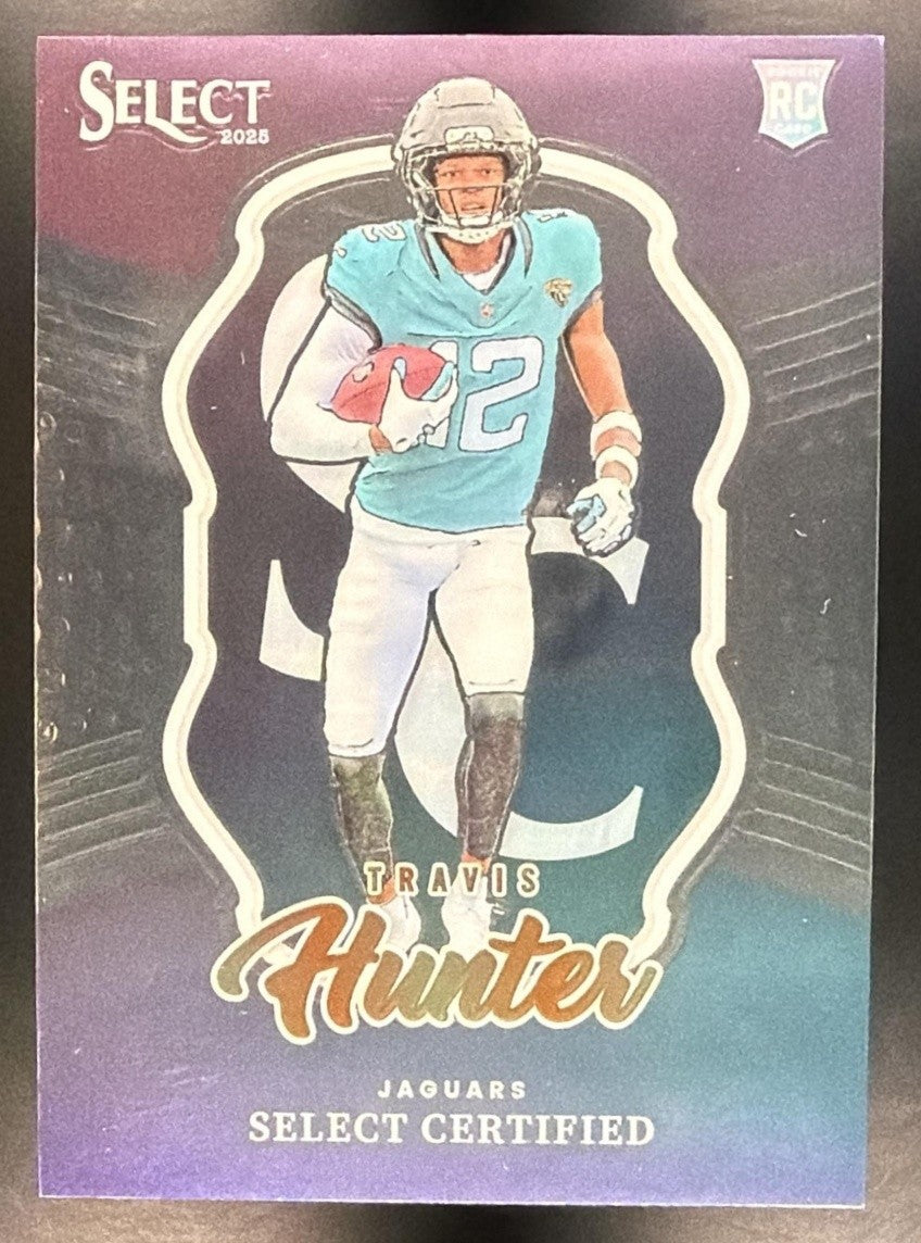 TRAVIS HUNTER 2025 PANINI SELECT #1 CERTIFIED ROOKIES RC JAGUARS