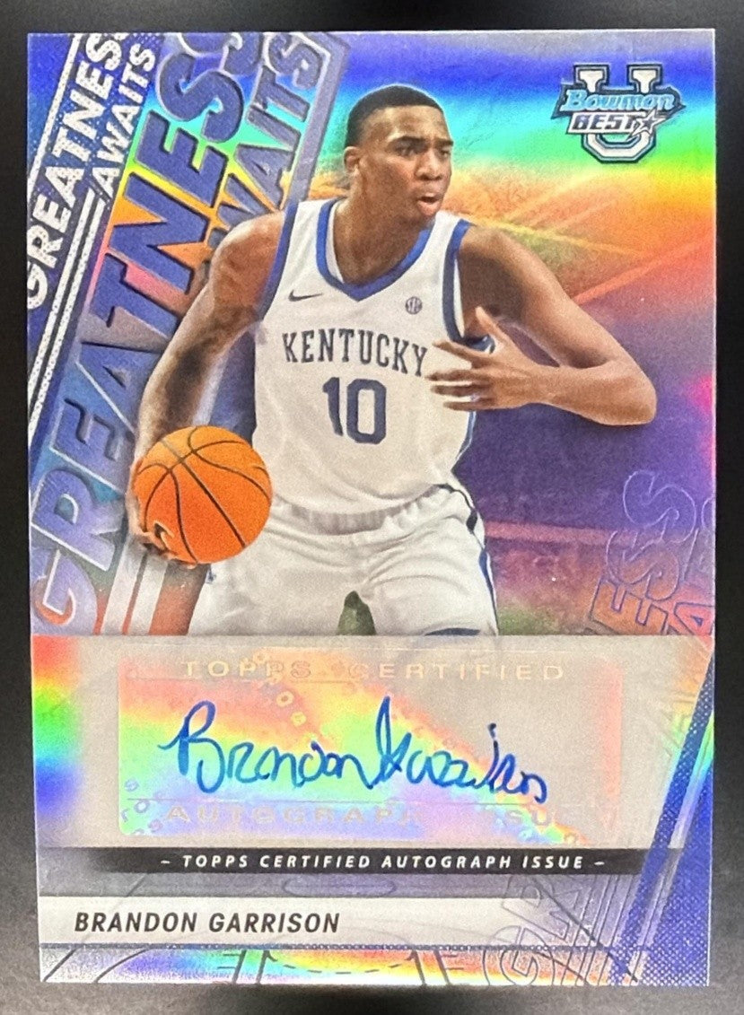 2025 Bowman Best University Brandon Garrison Greatness Awaits Auto Refractor