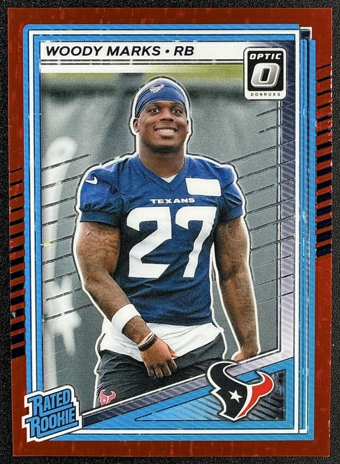 WOODY MARKS 2025 PANINI DONRUSS OPTIC #288 RATED ROOKIE RED HYPER PRIZM TEXANS