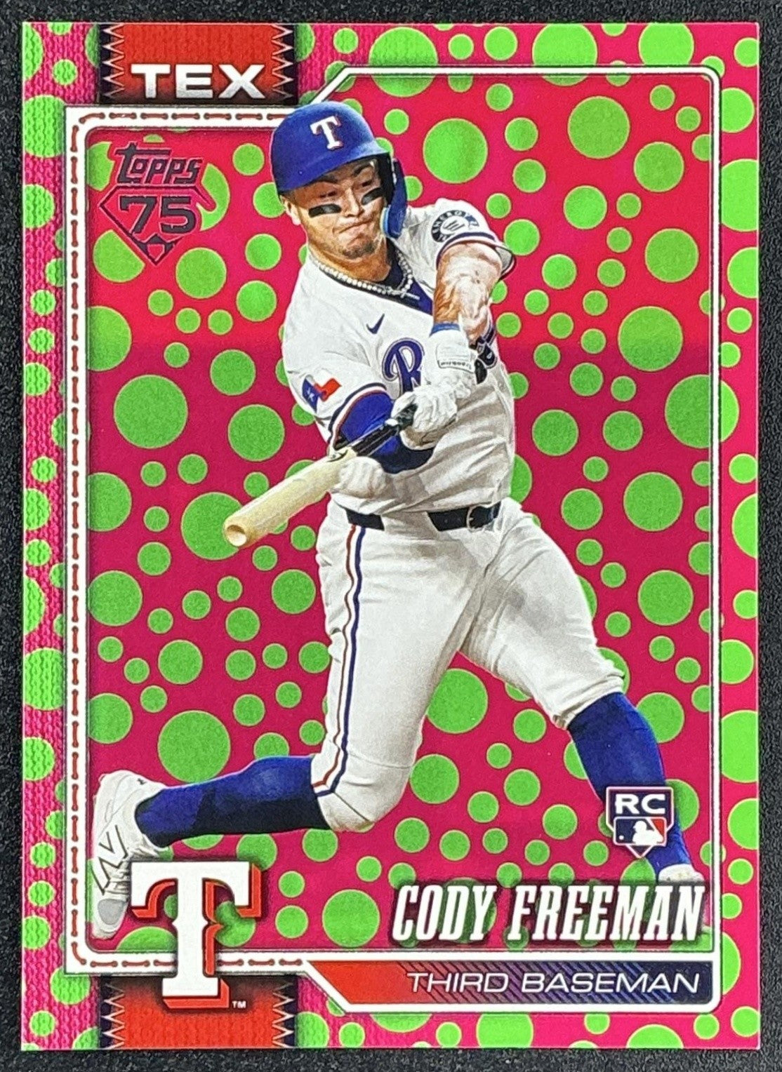 CODY FREEMAN 2026 TOPPS #224 HOLIDAY POLKA DOTS GREEN/PINK RC RANGERS