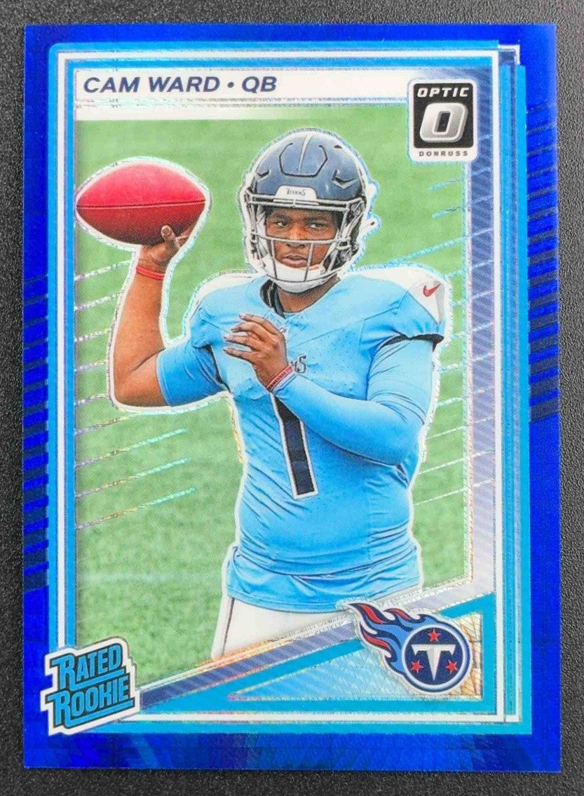 CAM WARD 2025 PANINI DONRUSS OPTIC #293 RATED ROOKIE BLUE HYPER PRIZM TITANS