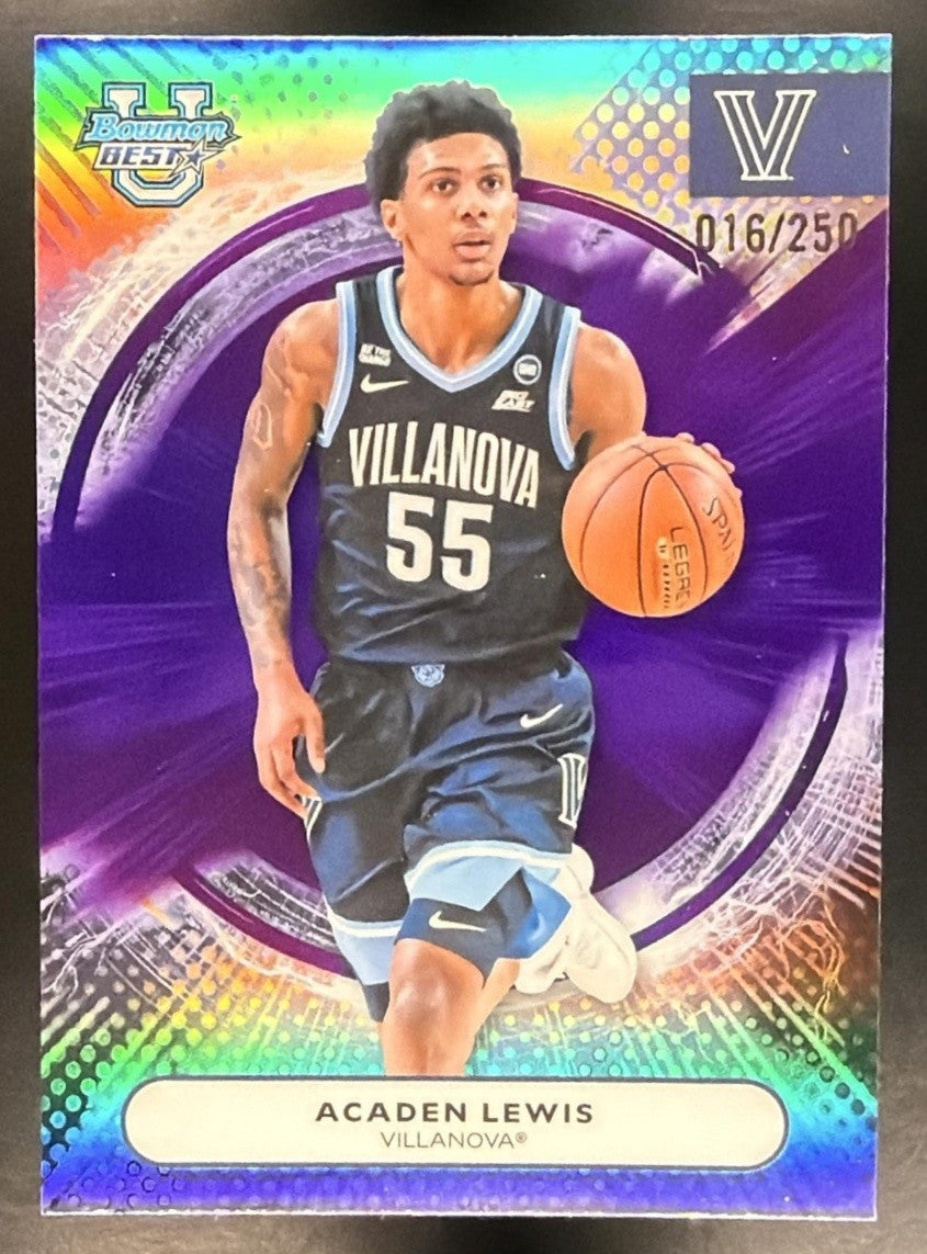ACADEN LEWIS 2025-26 BOWMAN BEST UNIVERSITY #22 PURPLE REFRACTOR 16/250 WILDCATS