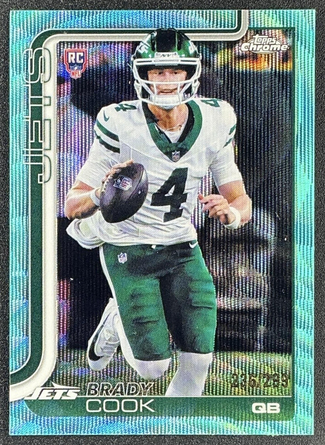 BRADY COOK 2025 TOPPS CHROME #319 ROOKIE TEAL WAVE REFRACTOR 236/299 RC JETS