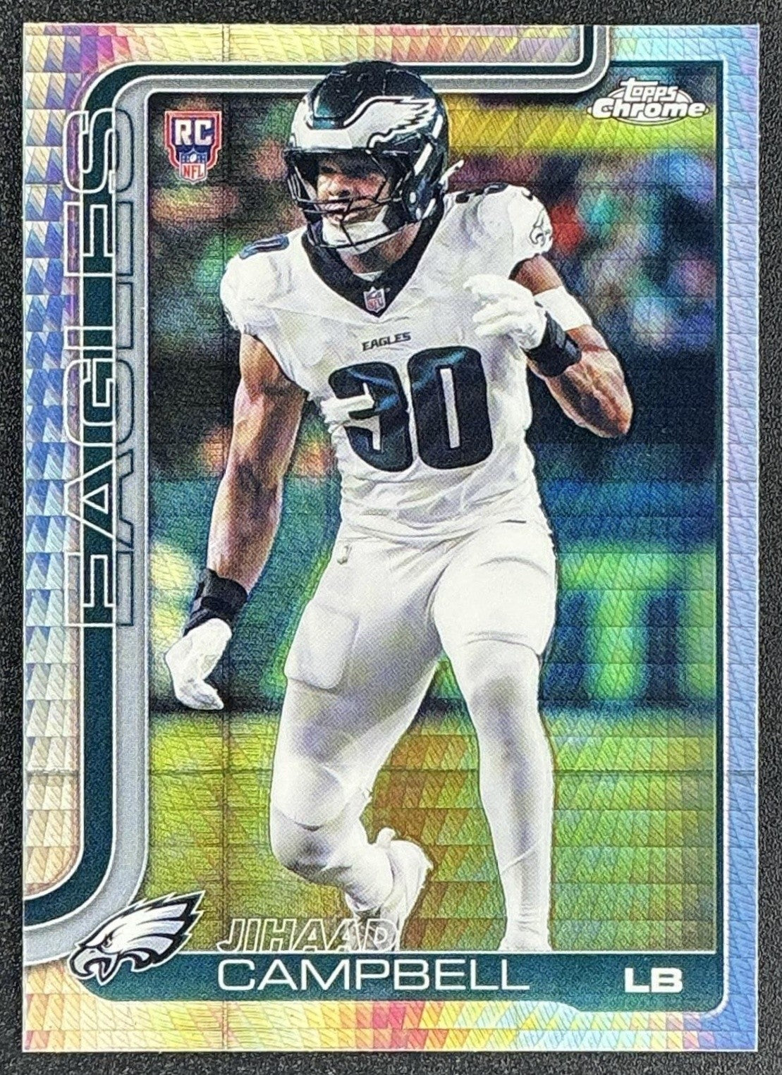 JIHAAD CAMPBELL 2025 TOPPS CHROME #366 ROOKIE PRISM REFRACTOR RC EAGLES