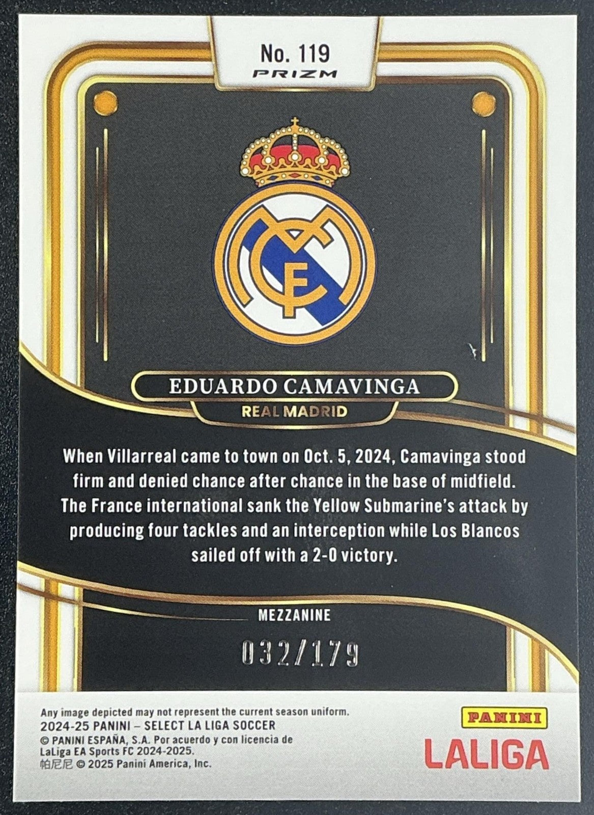 2024 Panini Select La Liga Eduardo Camavinga #119 Pink Mojo Prizm /179 Mezzanine