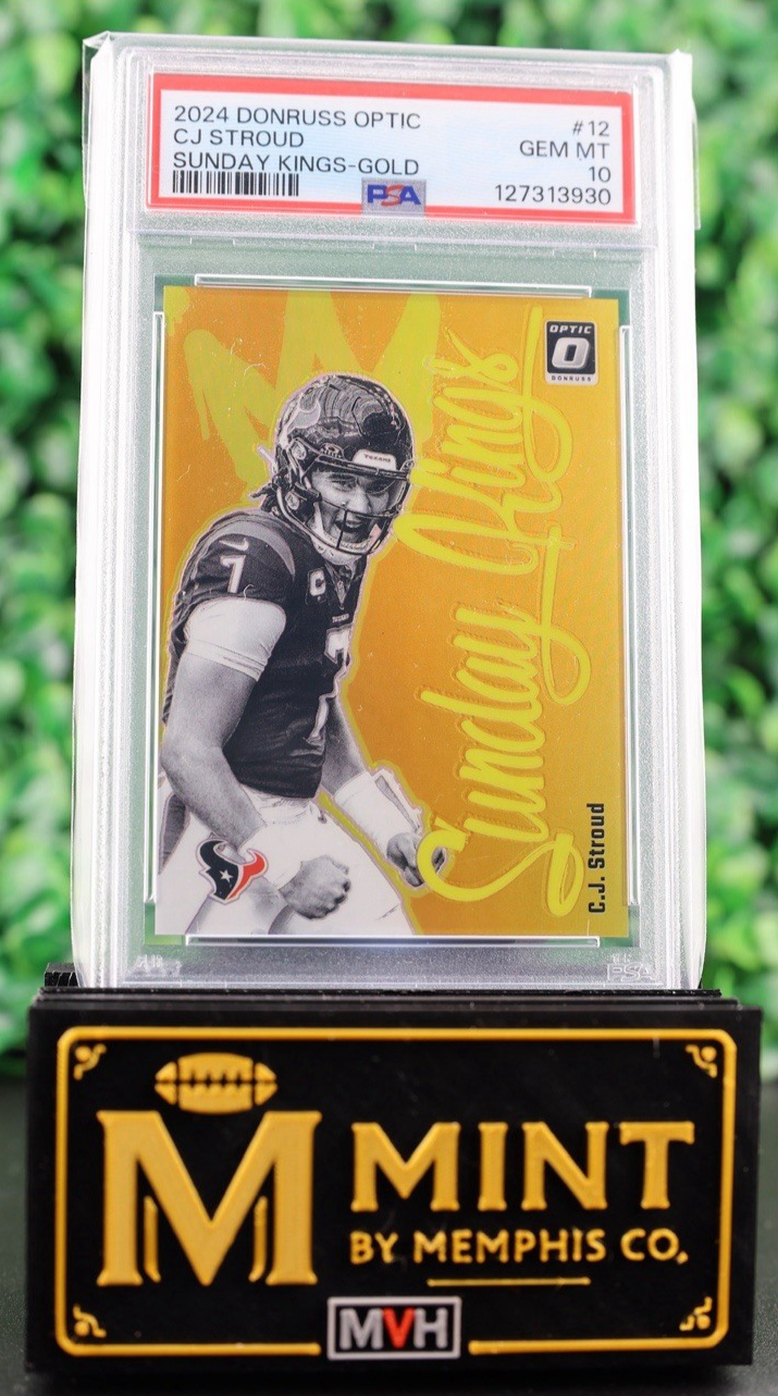 2024 PANINI DONRUSS OPTIC CJ STROUD SUNDAY KINGS GOLD /10 SSP PSA 10 TEXANS